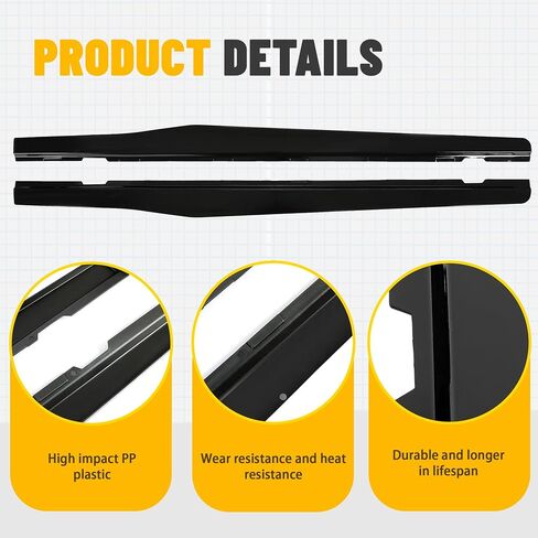 HECASA Side Skirts Compatible with 2010-2015 Chevy Camaro LT LS SS Model Plastic Body Kit Glossy Black Pair in Kuwait