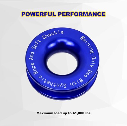Rulline Winch Snatch Recovery Ring متوافقة مع Soft Shackle ATV UTV SUV Truck Off-Road Orch Towing Rcovery Snatch Snatch (41000 رطل ， الأزرق) in Kuwait