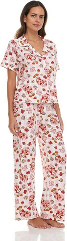COCO BRANDS Womens Pajama Sets - 2 Piece Strawberry Shortcake Soft Stretch Button Down Sleep Shirt and Pajama Pants for Women in Saudi Arabia