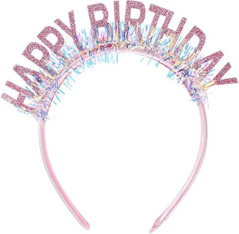 Glitter Birthday Tiara Headpiece, Cute Party Headband Decorations for Women Girls, Pink in Saudi Arabia