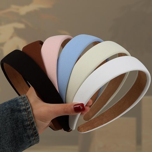Headbands for Women - 1 Inches Wide Headbands - Solid Color Headband Fashion Hair Accessories- Trendy Women Girls Non Slip Fashion Hair Bands- Thick Elastic Hair Bands for Women's Hair 6PCS in Saudi Arabia