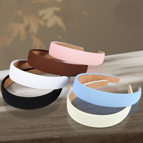 Headbands for Women - 1 Inches Wide Headbands - Solid Color Headband Fashion Hair Accessories- Trendy Women Girls Non Slip Fashion Hair Bands- Thick Elastic Hair Bands for Women's Hair 6PCS in Saudi Arabia