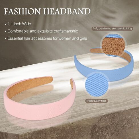 Headbands for Women - 1 Inches Wide Headbands - Solid Color Headband Fashion Hair Accessories- Trendy Women Girls Non Slip Fashion Hair Bands- Thick Elastic Hair Bands for Women's Hair 6PCS in Saudi Arabia