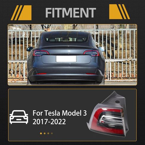 3 PIN Driver Side LED Tail Light Assembly, Rear Left Brake Outside Tail Lamp, for Tesla Model 3 2017 2018 2019 2020, OE# 1077397-00-H, 1077397-00-F, 1077397-00-G, 1077397 in Kuwait