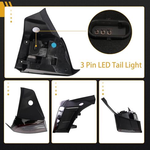 3 PIN Driver Side LED Tail Light Assembly, Rear Left Brake Outside Tail Lamp, for Tesla Model 3 2017 2018 2019 2020, OE# 1077397-00-H, 1077397-00-F, 1077397-00-G, 1077397 in Kuwait