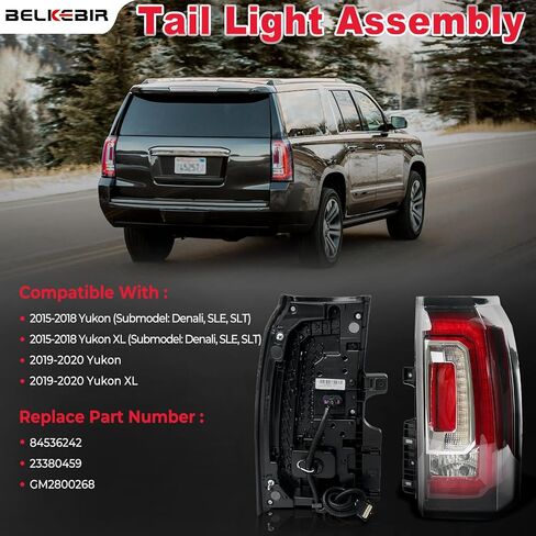 LED Tail Lights Assembly متوافقة مع 2015 2016 2017 2018 2019 2020 GMC Yukon/ Yukon XL Right Rased Side Side Scipens Assolbly Assolbly مع لمبة استبدال GM2800268 84536242 23380459 in Kuwait
