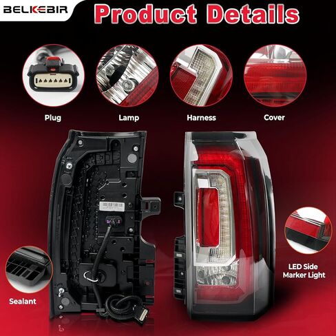 LED Tail Lights Assembly متوافقة مع 2015 2016 2017 2018 2019 2020 GMC Yukon/ Yukon XL Right Rased Side Side Scipens Assolbly Assolbly مع لمبة استبدال GM2800268 84536242 23380459 in Kuwait