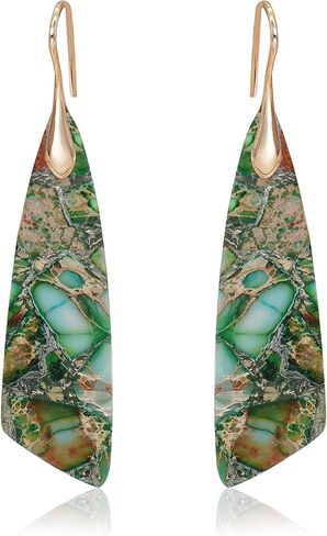 Natural Stone Earrings for Women Boho Triangles Dangle Drop Earrings in Saudi Arabia