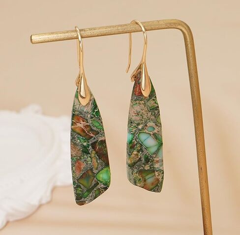 Natural Stone Earrings for Women Boho Triangles Dangle Drop Earrings in Saudi Arabia
