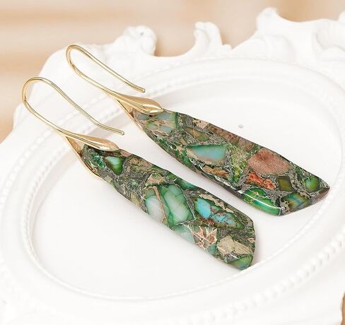 Natural Stone Earrings for Women Boho Triangles Dangle Drop Earrings in Saudi Arabia