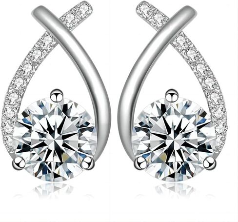 أقراط مسمار Moissanite D Color VVS1 أقراط Moissanite 925 Sterling Silver 18K الاحتكاك المطلي بالذهب المسطح المسطح لأقراط ذيل حورية البحر للنساء in Kuwait