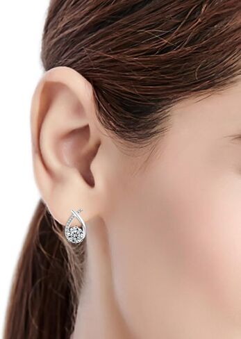 أقراط مسمار Moissanite D Color VVS1 أقراط Moissanite 925 Sterling Silver 18K الاحتكاك المطلي بالذهب المسطح المسطح لأقراط ذيل حورية البحر للنساء in Kuwait