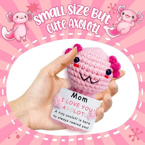 Mini Handmade Crochet Axolotl Doll for Mom, from Daughter to Mom,Birthday Gifts,Thank You Gift,Emotional Support Animal Axolotl Doll in Kuwait