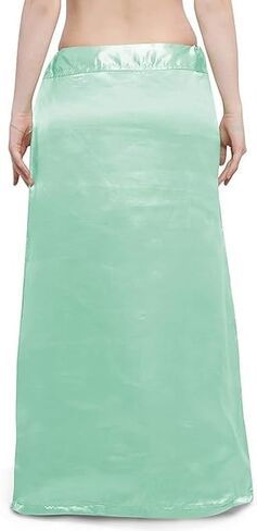 Women's Satin Petticoat Saree Underskirt Sari Underwear Free Size Adjustable (White) (Sea Green) in Saudi Arabia
