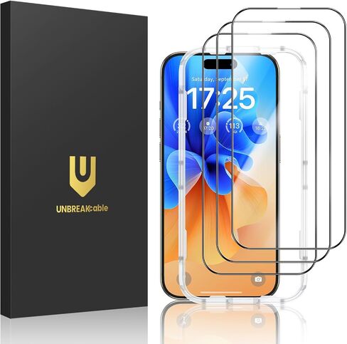 UNBREAKcable for iPhone 16 Pro Max Screen Protector [Military Grade Shatterproof] HD Tempered Glass for iPhone 16 Pro Max Full Coverage Screen Protector, Anti-Fingerprint, Easy Installation, 3Packs in Saudi Arabia