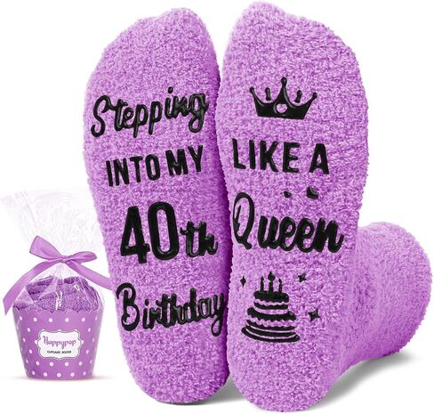 HAPPYPOP Cute 40th Birthday Gifts for Women - Socks for 40 Year Olds, Born in 1985 in Saudi Arabia