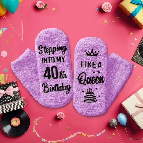 HAPPYPOP Cute 40th Birthday Gifts for Women - Socks for 40 Year Olds, Born in 1985 in Saudi Arabia