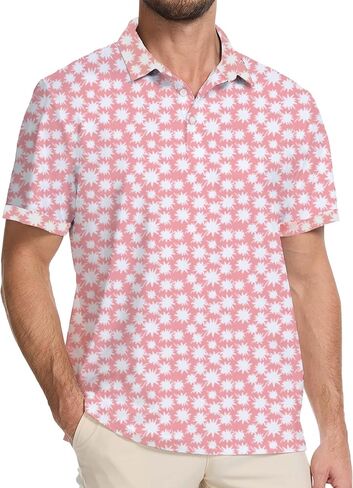 Golf Shirts for Men Dry Fit Moisture Wicking Short Sleeve Performance Print Polo Shirts in Saudi Arabia