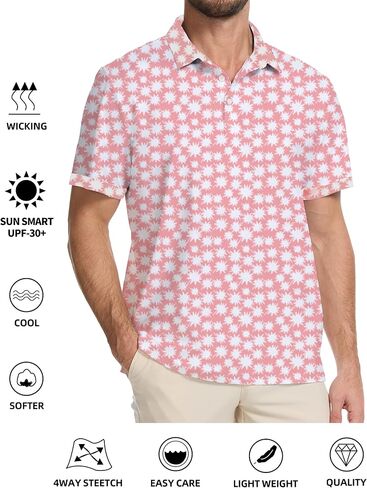 Golf Shirts for Men Dry Fit Moisture Wicking Short Sleeve Performance Print Polo Shirts in Saudi Arabia