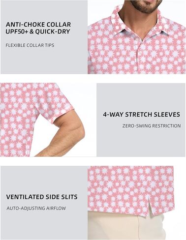 Golf Shirts for Men Dry Fit Moisture Wicking Short Sleeve Performance Print Polo Shirts in Saudi Arabia