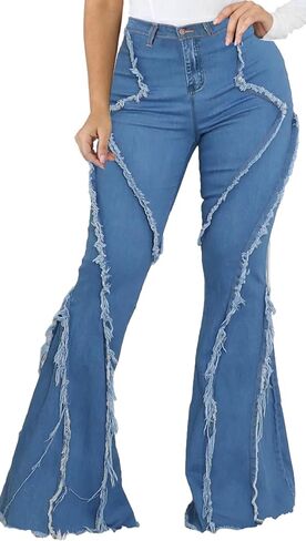 CuteCherry Women Bell Bottom Jeans High Waist Bell Bottom Flared Jean in Saudi Arabia