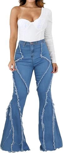CuteCherry Women Bell Bottom Jeans High Waist Bell Bottom Flared Jean in Saudi Arabia