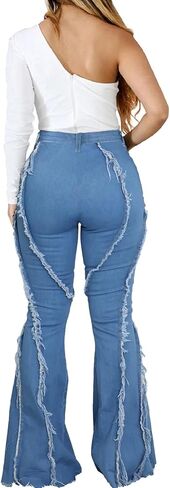 CuteCherry Women Bell Bottom Jeans High Waist Bell Bottom Flared Jean in Saudi Arabia