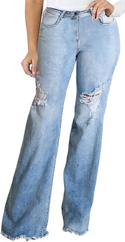 CuteCherry Women Bell Bottom Jeans High Waist Bell Bottom Flared Jean in Saudi Arabia