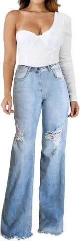 CuteCherry Women Bell Bottom Jeans High Waist Bell Bottom Flared Jean in Saudi Arabia