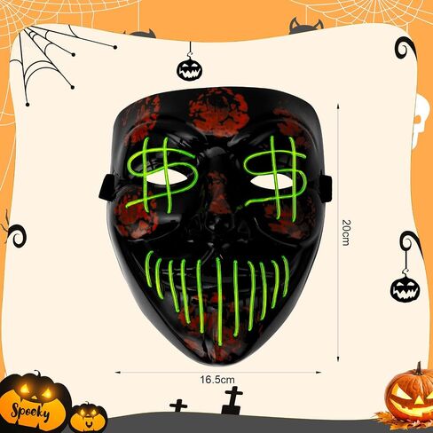 Halloween Mask, Scary Mask for Adults, LED Light up Mask for Festival Cosplay Costume Masquerade Party Carnival in Saudi Arabia