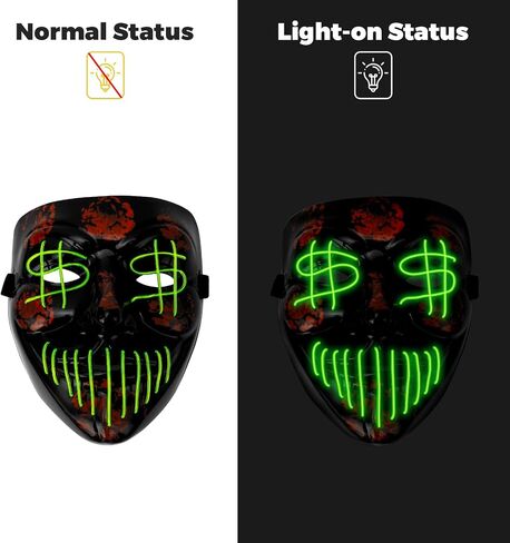 Halloween Mask, Scary Mask for Adults, LED Light up Mask for Festival Cosplay Costume Masquerade Party Carnival in Saudi Arabia