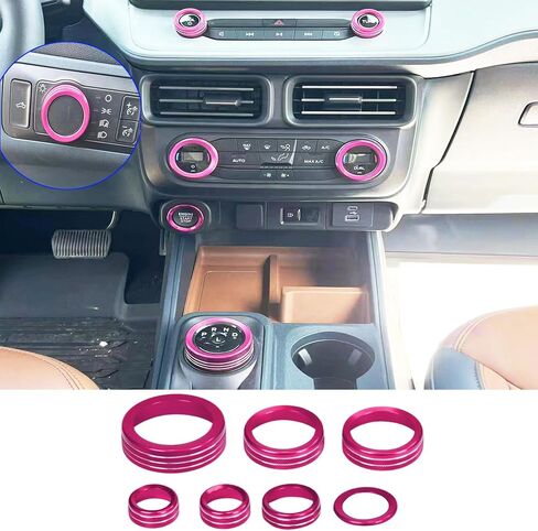 Ford Maverick 2025 الملحقات الديكور الداخلي Decor Shift 4WD Start Start Stop Food Volume Volume Control Center Center Cover Cover 5pcs Aluminium Aluminium (Blue ، 2025 up) in Kuwait