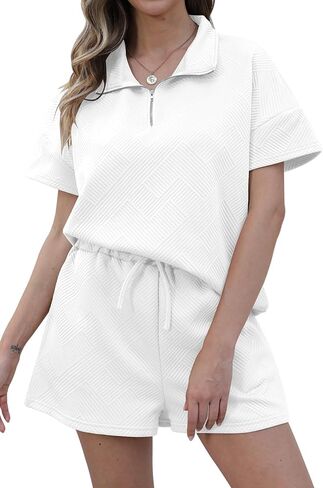 مجموعات Yundai 2 قطعة للنساء Summer Activewear مجموعات مع الرطوبة التي تعمل على تشغيل السراويل القصيرة مع جيب الجيب للهاتف S-XXL in Kuwait