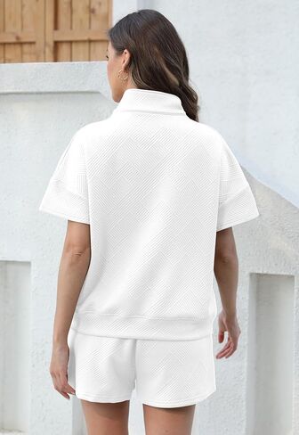 مجموعات Yundai 2 قطعة للنساء Summer Activewear مجموعات مع الرطوبة التي تعمل على تشغيل السراويل القصيرة مع جيب الجيب للهاتف S-XXL in Kuwait