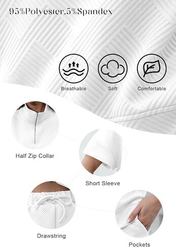 مجموعات Yundai 2 قطعة للنساء Summer Activewear مجموعات مع الرطوبة التي تعمل على تشغيل السراويل القصيرة مع جيب الجيب للهاتف S-XXL in Kuwait