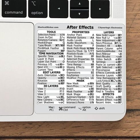 Synerlogic Adobe Photoshop Quick Reference Keyboard Shortcut Sticker, No-Residue Laminated Vinyl, for Any MacBook or Windows PC in Saudi Arabia