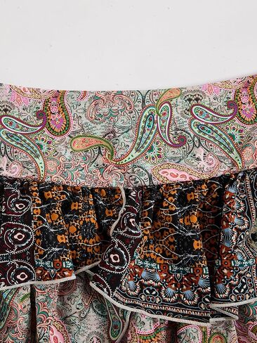MakeMeChic Women's Plus Size Mini Skirt Paisley Print Ruffle Tiered A Line Boho Summer Skirts in Saudi Arabia