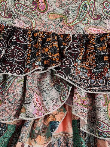 MakeMeChic Women's Plus Size Mini Skirt Paisley Print Ruffle Tiered A Line Boho Summer Skirts in Saudi Arabia