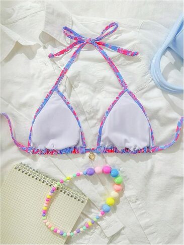 Soly Hux Beach Vacation Cloths for Women Triangle Bikini Top Top Halter Swimsuit Sups Tops فقط in Saudi Arabia