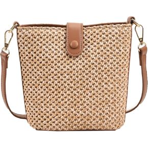 Straw Crossbody Bags Women Summer Woven Bucket Handbag Resort Trendy Shoulder Tote 2025 Beach Purse