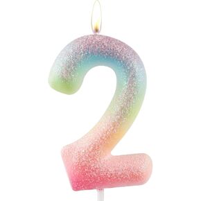 Glitter Colorful 5th Birthday Candle, Birthday Number 5 Candle Cake Toppers for Girl Women, Glitter Colorful Themed Party Decorations Supplies Birthday Gifts