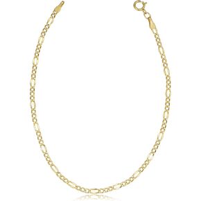 سوار Kooljewelry 10K Gold Gold Figaro Link (2.3 مم ، 7.25 بوصة)