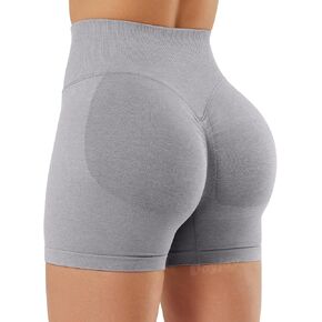 voyjoy نساء تأثير الكاتيون شورتات 4.5 "مخفية scrunch عالية الخصر بسلاسة بعقب رفع اليوغا شورت الصالة الرياضية