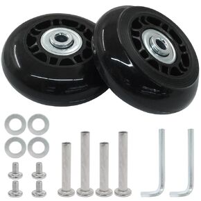 Luggage Wheels Replacement Set of 2, 84mm x 24mm Suitcase Wheels Replacement Rubber Swivel Caster Wheels with Installation Accessories, Luggage Replacement Wheels for Trolley Bag Drawbar Box