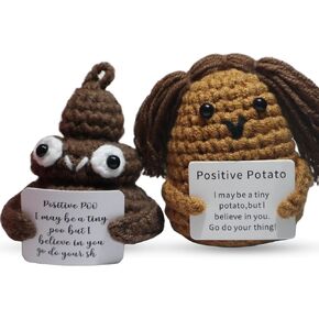 Positive Crochet Animals - Emotional Support Potato, Sloth, Avocado, Sunflower, Pineapple - Cute Handmade Gifts for Birthday, Christmas, Graduation & Mental Health Desk Decor for Women