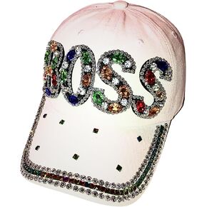 Popfizzy Bedazzled Hat for Women, Rhinestone Denim Hat, Fun Adult Bling Hats, Birthday Gifts for Women, Adjustable, One Size