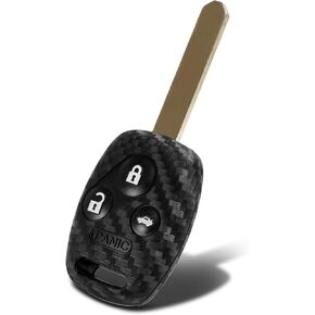 Key Fob Case Carbon Fiber Pattern Silicone Cover Compatible with Honda Accord Civic CR-V CR-Z CROSSTOUR FIT Insight Odyssey Pilot Ridgeline 3 4 Button Keyless Entry Remote