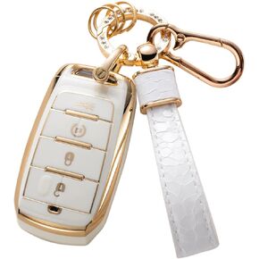 لغطاء Toyota Key Fob مع سلسلة مفاتيح Toyota ، Car Key Fob Case متوافق مع Toyota 2018-2022 Camry Rav4 Highlander Avalon C-HR Prius Corolla GT86 Smart Key Protector حامل
