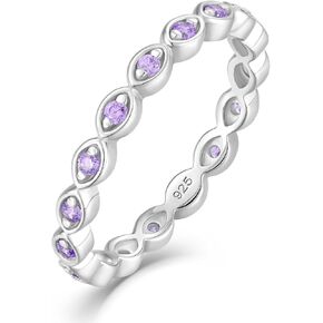 Sterling Silver Stackable Ring Birthstone Eternity Bands for Women
