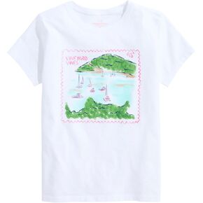 vineyard vines Girls' Watercolor Postage Stamp Short-Sleeve Tee